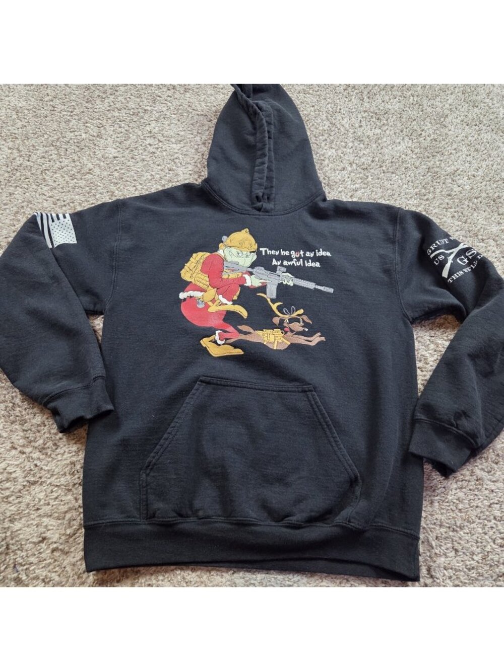 Grunt Style Hoodie Pullover Mens Medium Grinch Christmas Graphic